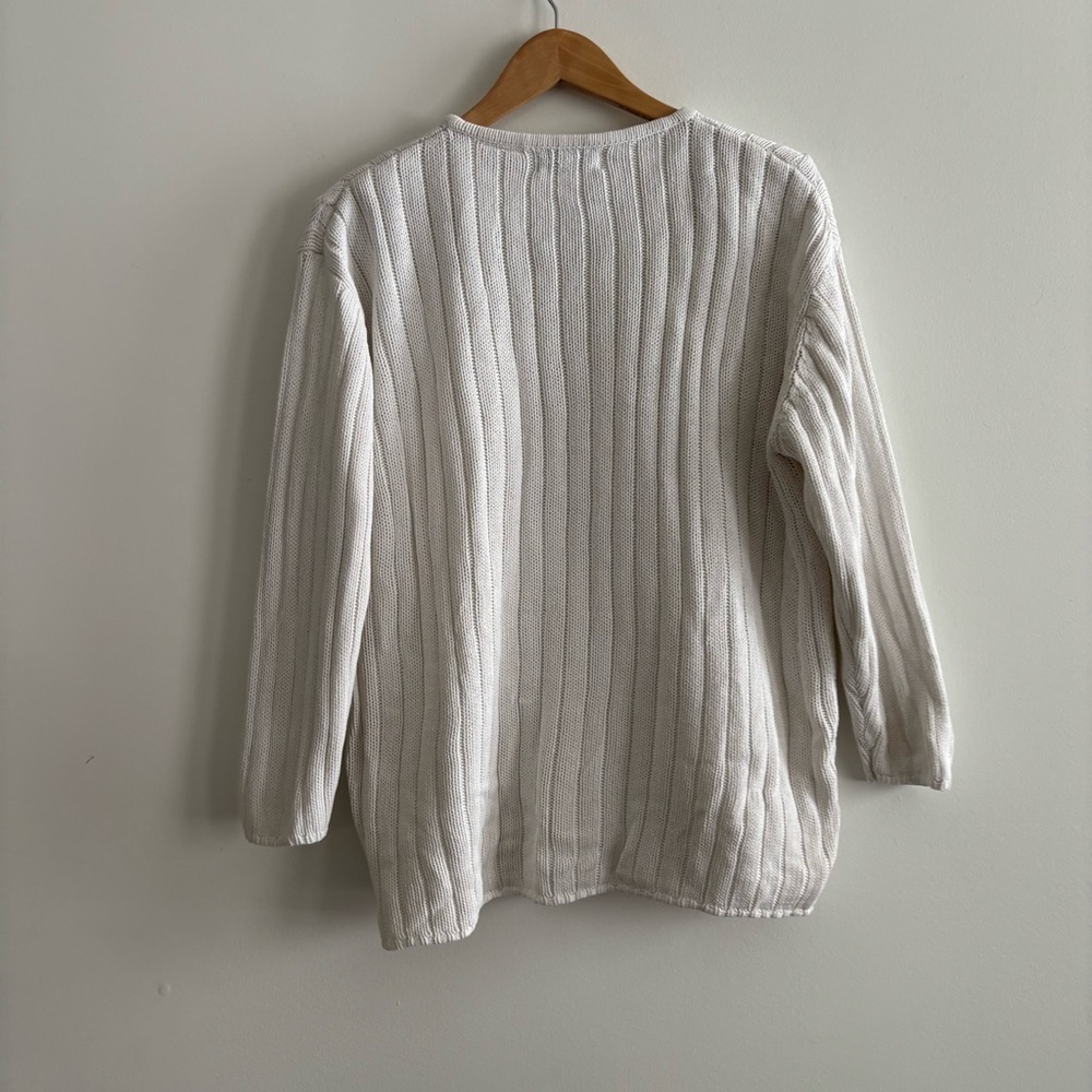 Vintage 100% Cotton Scoop Neck Cable Knit Sweater - Picture 6 of 9